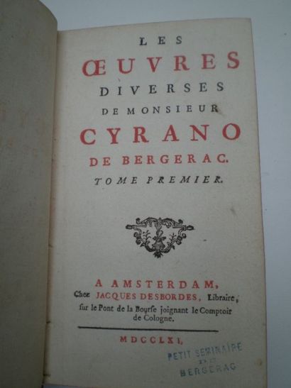 null CYRANO de BERGERAC Savinien de. Oeuvres diverses.

Amsterdam, Desbordes, 1741,...