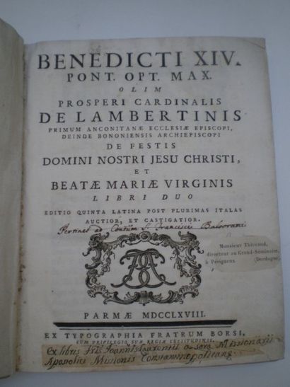 null [Card. de LAMBERT]. Benedicti XIV … olim Prosperi Card. de Lambertinis.

Parme,...