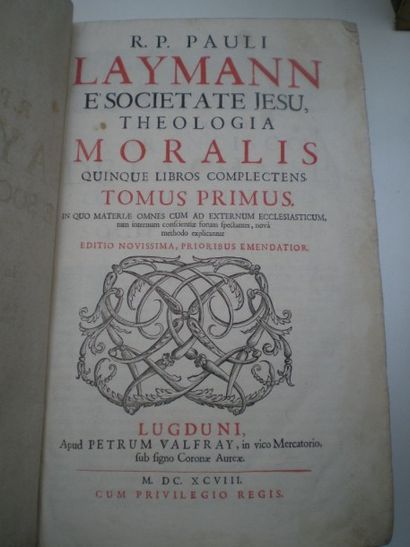null LAYMANN Paul. Theologia Moralis.

Lyon, Pierre Valfray, 1698, in folio relié...