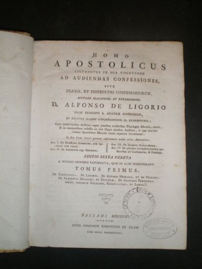 null LIGUORI Alphonse de. Homo Apostolicus.

Bassami, 1804, relié plein vélin."
