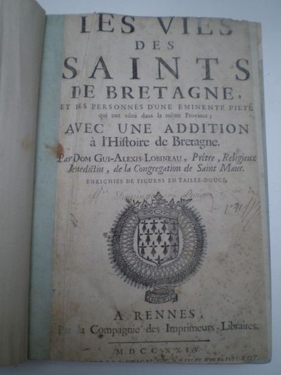 null LOBINEAU Dom Gui Alexis. Les Vies des Saints de Bretagne avec une addition à...
