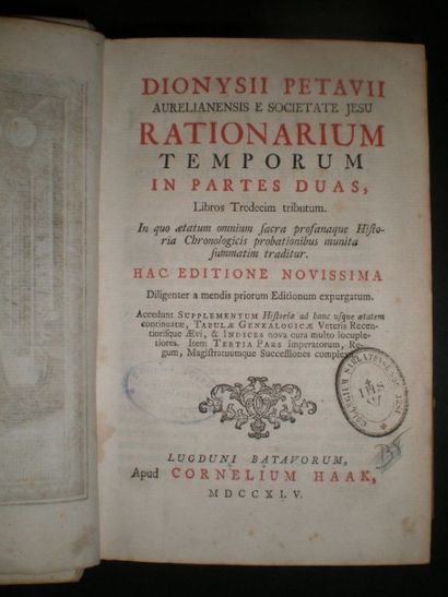 null PETAVIUS Dionysius (Denys Petau). Rationarium Temporum.

Lugduni Batavium (Leiden),...