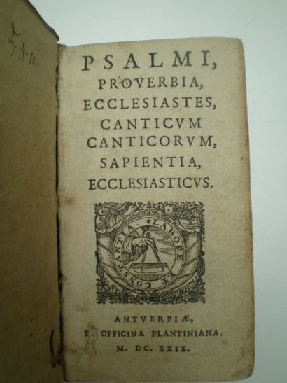 null Psalmi, Proverbia, Ecclesiastes, canticum canticorum, sapientiae Ecclesiasticus.

Antverpiae,...