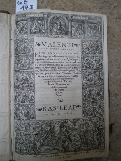 null STRABON. Geographicorum libri.

Basilae, Curionis, 1523, relié plein veau défraîchi....