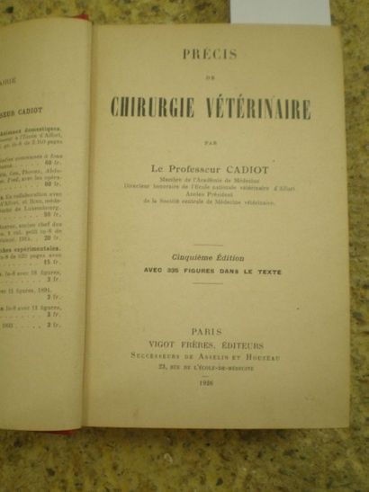 null CADIOT. Précis de Chirurgie vétérinaire.

Paris, Vigot, 1926, relié plein cartonnage...