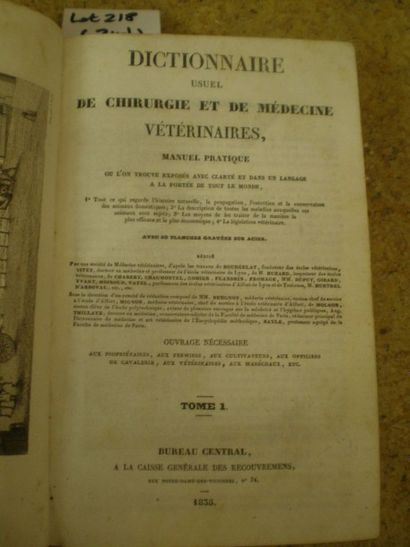 null [COLLECTIF] Dictionnaire usuel de chirurgie et de médecines vétérinaires.

Paris,...
