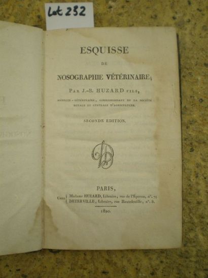 null HUZARD J.-B. Esquisse de Nosographie Vétérinaire.

Paris, 1820, relié plein...
