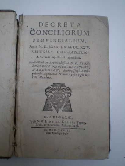 null ARGENSON. Decreta Conciliorum Provinciliarum...

Burdigalae, J. de La Court,...