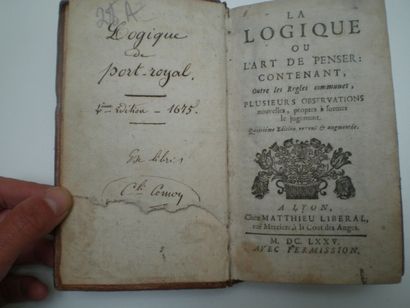 null [PORT ROYAL]. ARNAULT (Antoine) et NICOLE. La Logique ou l’Art de Penser.

Lyon,...