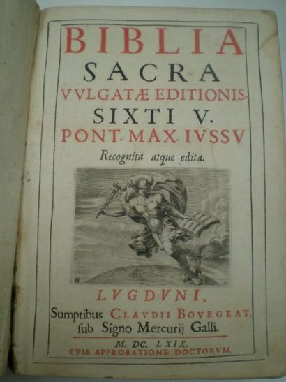 null Biblia sacra Vulgatae editionis Sixte V, pont. Max. Iussu.

Lyon, Bourgeat,...