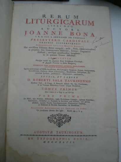 null BONA Jean. Rerum Liturgicarum, libri duo hac novissima editione.

Taurinorum,...