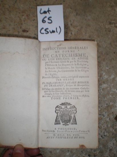 null CHARANCY Berger de. Instructions générales en forme de Catéchismes.

Toulouse,...