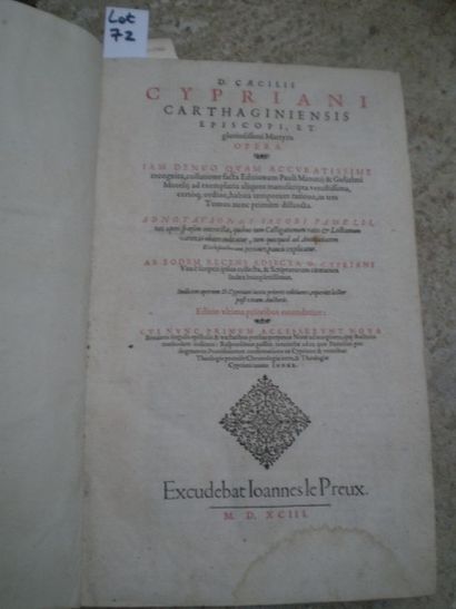 null CYPRIEN de CARTHAGE. Opera.

Paris, Le Preux, 1593, in folio relié plein veau,...
