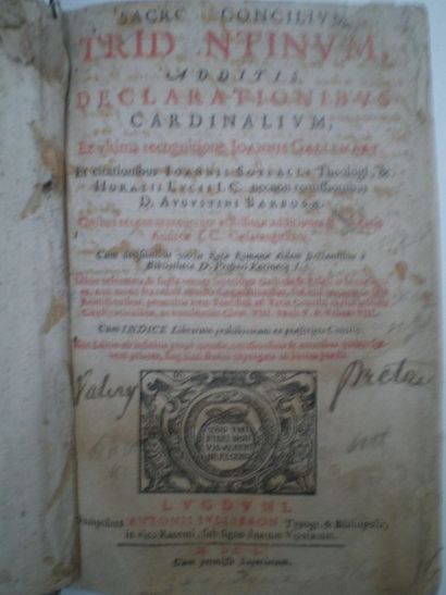 null GALLEMART Jean. Sacrum concilium tridentinum…additis declarationibus cardinalium.

Lyon,...