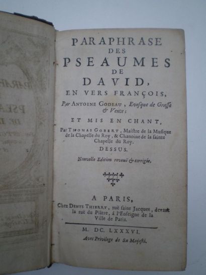 null GODEAU (A.). Paraphrase des Psaumes de David.

Paris, Thierry, 1686, relié plein...