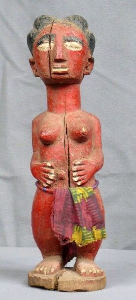 null Statuette « Blolo Bla » ancienne en bois richement peint de rouge figurant une...