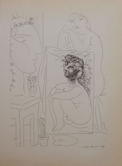 null PICASSO Pablo (1881-1973) d'après

Femme nue assise avec peinture et tête sculptée

reproduction

20...