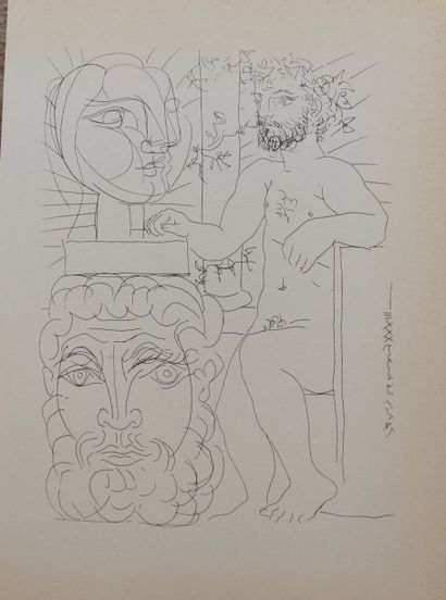 null PICASSO Pablo (1881-1973) d'après

Sculpteur assis devant deux têtes sculptées

reproduction...