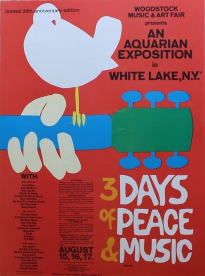 null Edition commémorative de l'affiche du 30ème anniversaire de Woodstock pour le...