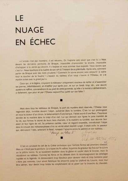 null BRAQUE Georges (1882-1963) d'après

Nuage en échec II

Lithographie en couleurs

Derrière...