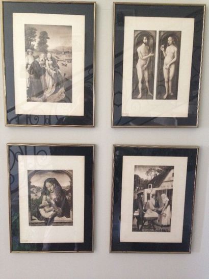 null Ensemble de quatre reproductions en noir et blanc de tableaux d'artistes de...