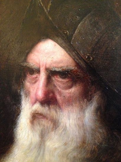 null Portrait d'homme barbu au casque
Huile sur toile
77 x 63,5 cm
