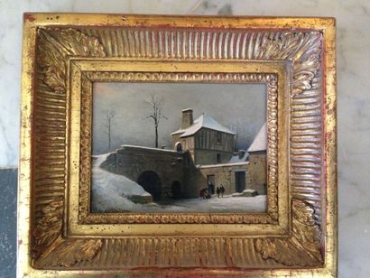 null "Paysage de neige"
Huile sur panneau
Cadre en bois doré de style Louis XVI