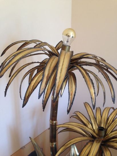null Lampe de parquet en forme de palmier à trois bras de lumières, travail contemporain
Haut.:...