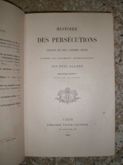 null "ALLARD Paul. Histoires des persécutions pendant les deux premiers siècles –...