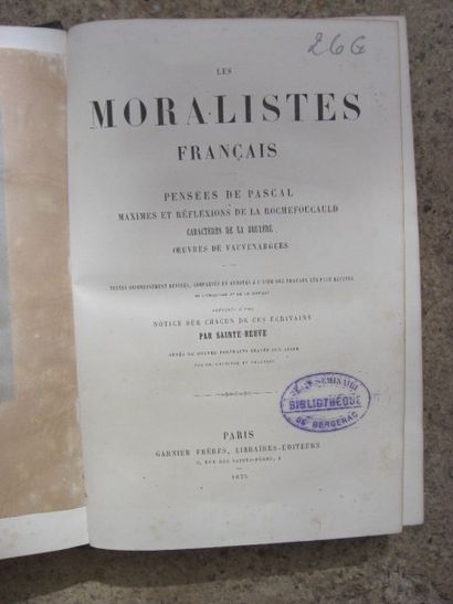 null [ANONYME]. Les moralistes français, précédés d’un notice sur chacun de ces écrivains...