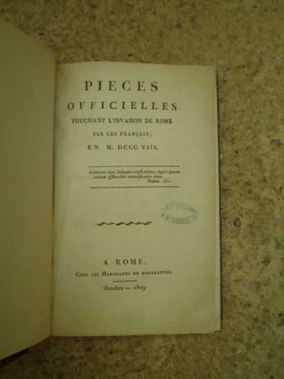 null [ANONYME]. Pièces officielles touchant l’invasion de Rome par les français en...