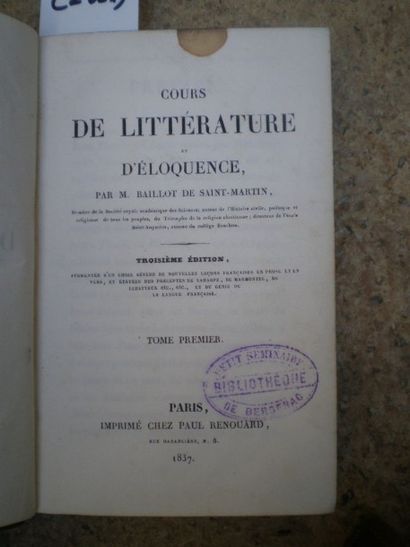 null BAILLOT DE SAINT MARTIN (M.) Cours de littérature et d’éloquence.

Paris, Renouard,...
