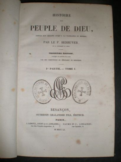 null BERRUYER (P.). Histoire du Peuple de Dieu.

Besançon, 1851, 10 volumes reliés...