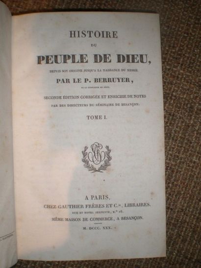 null BERRUYER. Histoire du peuple de Dieu.

Paris, Gauthier, 1830, 10 volumes reliés...