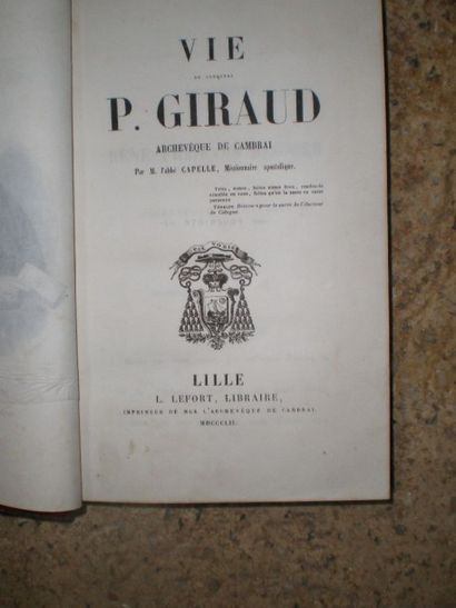 null CAPELLE Abbé. Vie du cardinal Giraud. 

Lille, Lefort, 1852, relié demi-basane,...