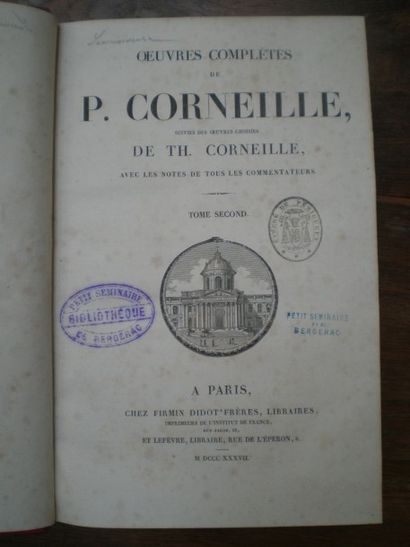 null CORNEILLE (P.). Œuvres complètes suivies des Oeuvres choisies de Th. Corneille.

Paris,...