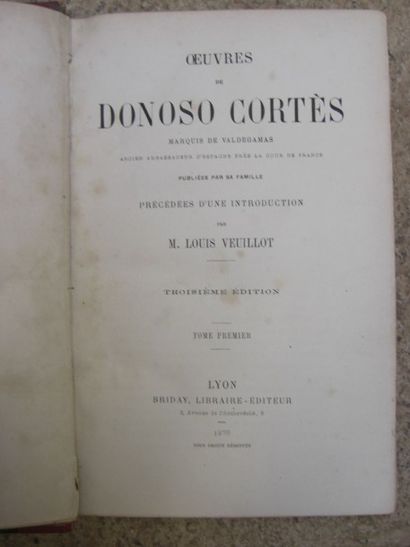 null DONOSO CORTES Juan. Œuvres.

Lyon, Briday, 1876, 3 volumes reliés demi-chagrin...