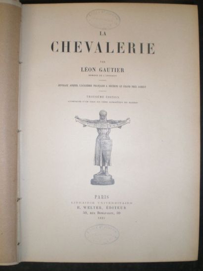 null GAUTIER Léon. La Chevalerie.

Paris, Welter, 1891, relié demi-basane frotté...