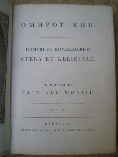 null HOMERE. Homeri et Homeridarum Opera et Reliquae ex recensione Frid. Aug. Wolfii....
