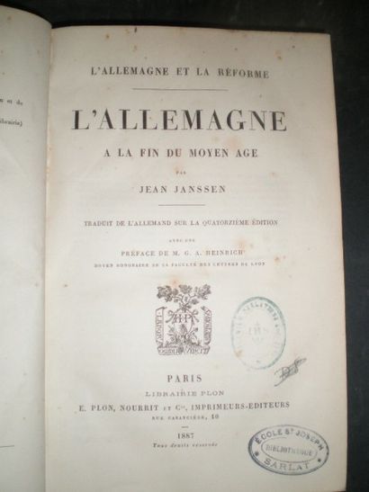 null JANSSEN Jean. L'Allemagne et la Réforme.

Paris, Plon, Nourrit, 1899, 5 volumes...