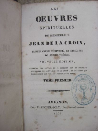 null JEAN DE LA CROIX. Les œuvres spirituelles.

Avignon, Joly, 1834, 3 volumes reliés...