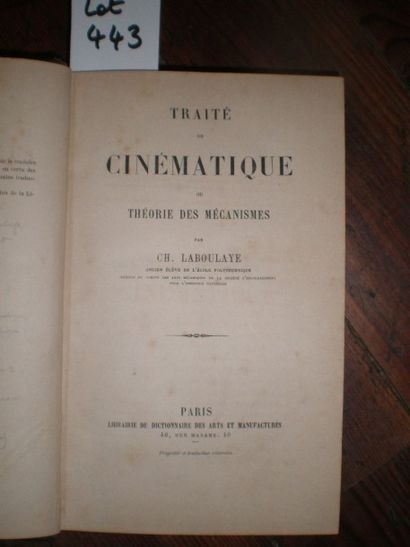 null LABOULAYE (Ch.). Traité de Cinématique ou théorie des mécanismes.

Paris, Sd.,...