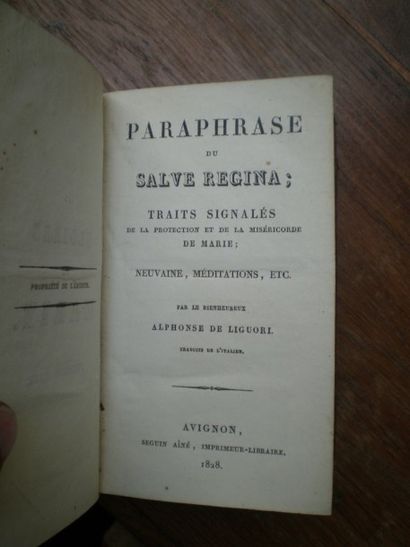 null LIGUORI Alphonse de. Paraphrase du Salve Regina.

Avignon, Seguin l’ainé, 1828,...