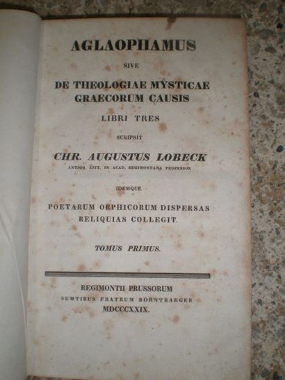 null LOBECK Augustus. Aglaophamus sive de thelogiae mysticae graecorum causis libri...