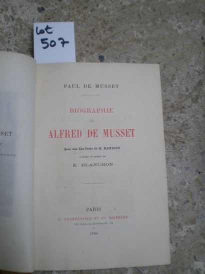 null MUSSET Paul de. Biographie de Alfred de Musset.

Paris, Charpentier, 1884, relié...