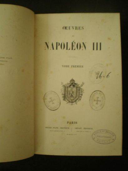 null NAPOLEON III. Ses Oeuvres.

Paris, Plon, 1856, 4 volumes reliés demi-veau glacé,...