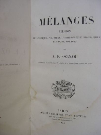 null OZANAM (A.F.). 

-La civilisation au cinquième siècle. Paris, Lecoffre, 1855,...