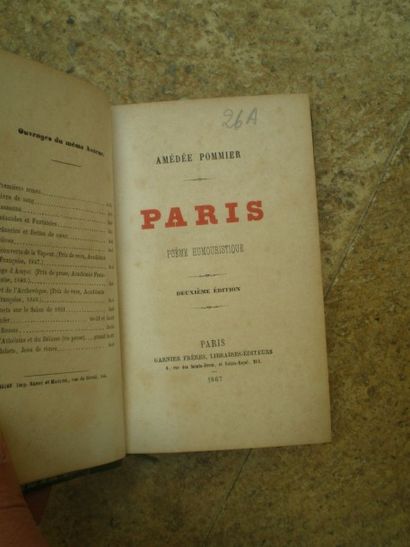 null "POMMIER Amédée. Paris, Poème humoristique.
Paris, Garnier, 1867, relié demi-chagrin...