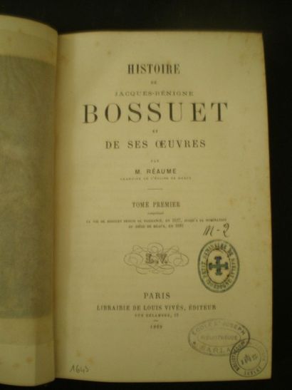 null REAUME Abbé. Histoire de Bossuet.

3 volumes reliés demi-basane.