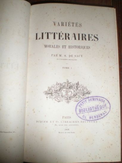 null SACY (M. S. de). Variétés littéraires morales et historiques.

Paris, Didier...